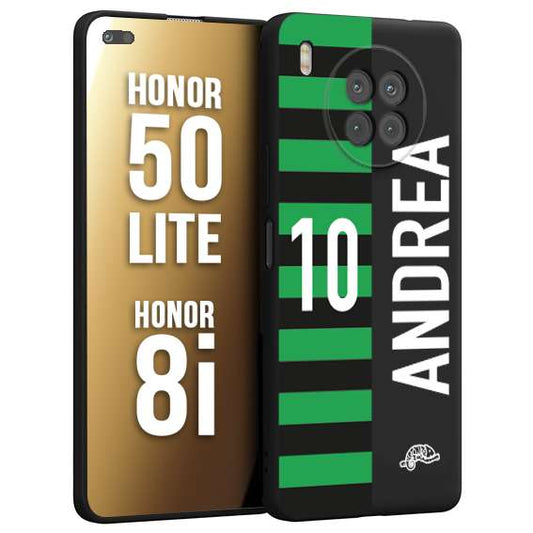 CUSTOMIZZA - Custodia cover nera morbida in tpu compatibile per Honor 8i - Honor 50 LITE personalizzata calcio football nome e numero calciatori neroverde