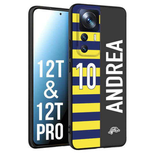 CUSTOMIZZA - Custodia cover nera morbida in tpu compatibile per Xiaomi 12T - 12T PRO personalizzata calcio football nome e numero calciatori giallo blu