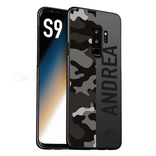 CUSTOMIZZA - Custodia cover nera morbida in tpu compatibile per Samsung S9 camouflage mimetico militare personalizzata nome