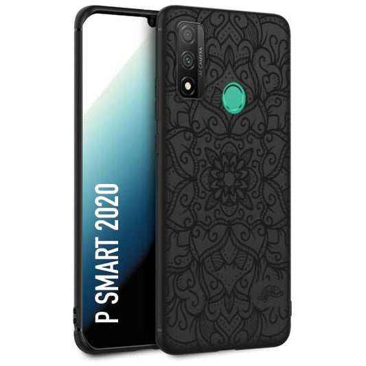 CUSTOMIZZA - Custodia cover nera morbida in tpu compatibile per Huawei P Smart 2020 mandala nero fiore vedo non vedo donna