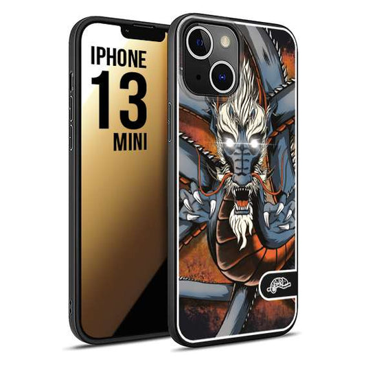 CUSTOMIZZA - Custodia cover nera morbida in tpu compatibile per iPhone 13 MINI drago giapponese tattoo japan dragon