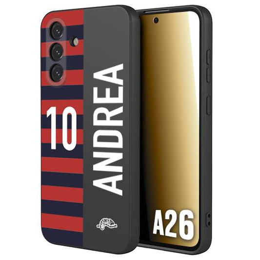 CUSTOMIZZA - Custodia cover nera morbida in tpu compatibile per Samsung A26 personalizzata calcio football nome e numero calciatori rossoblu