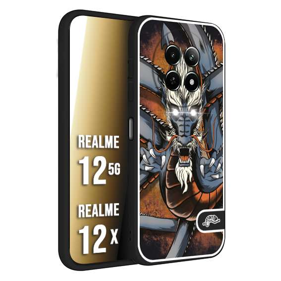 CUSTOMIZZA - Custodia cover nera morbida in tpu compatibile per Realme 12 5G - 12X drago giapponese tattoo japan dragon