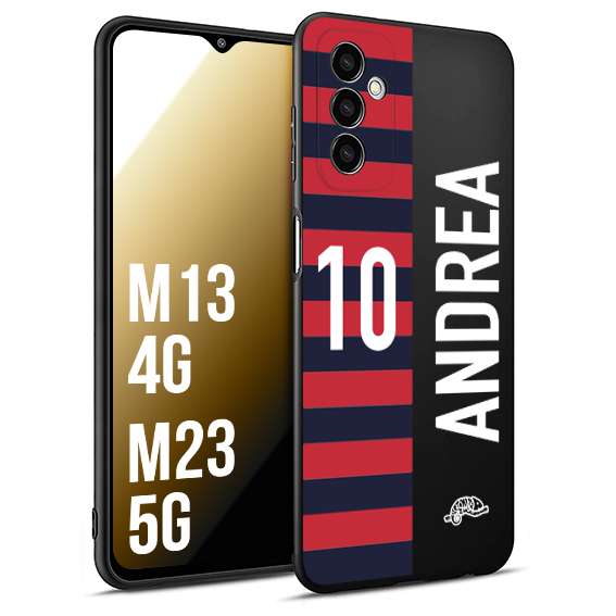 CUSTOMIZZA - Custodia cover nera morbida in tpu compatibile per Samsung M13 4G - M23 5G personalizzata calcio football nome e numero calciatori rossoblu