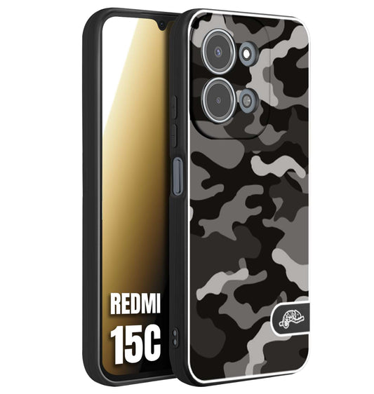 CUSTOMIZZA - Custodia cover nera morbida in tpu compatibile per Xiaomi Redmi 15C camouflage mimetico militare nero black grigio