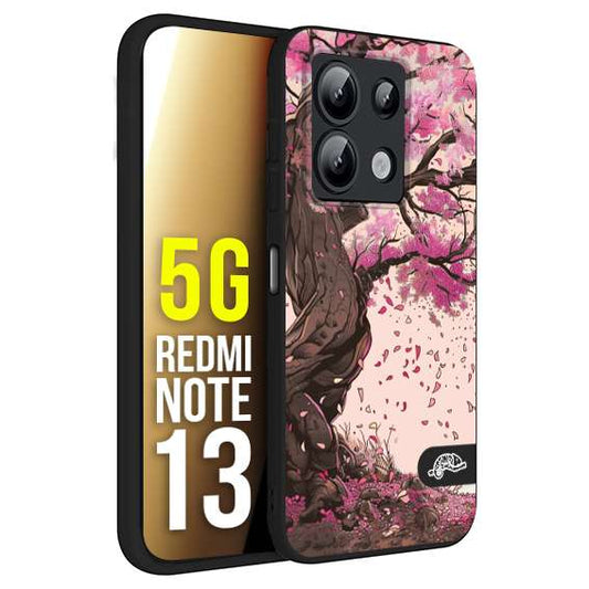 CUSTOMIZZA - Custodia cover nera morbida in tpu compatibile per Xiaomi Redmi Note 13 5G giapponese colori morbidi fiori di ciliegio rosa disegnata