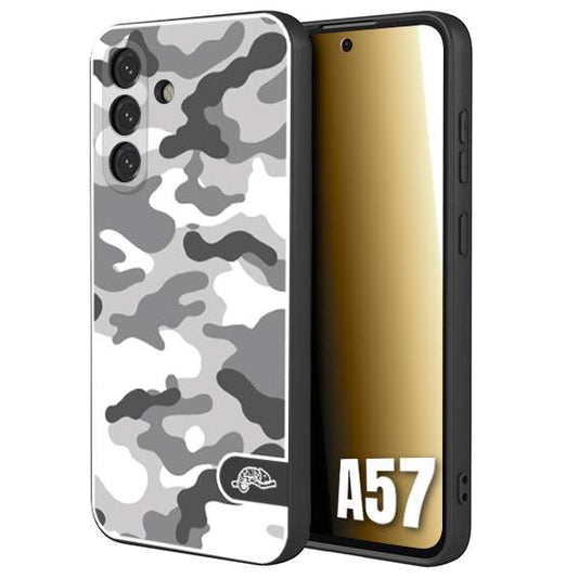 CUSTOMIZZA - Custodia cover nera morbida in tpu compatibile per Samsung A57 camouflage mimetico militare bianco white