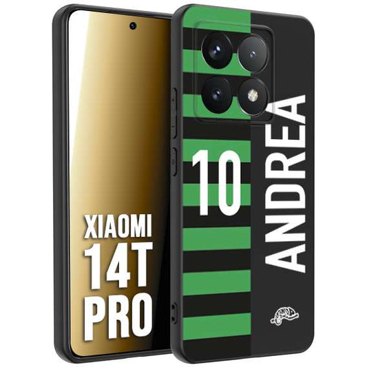 CUSTOMIZZA - Custodia cover nera morbida in tpu compatibile per Xiaomi 14T PRO personalizzata calcio football nome e numero calciatori neroverde