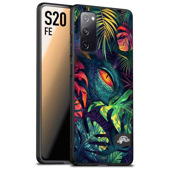 CUSTOMIZZA - Custodia cover nera morbida in tpu compatibile per Samsung S20 FE animali color giungla tropicale occhio di coccodrillo alligatore disegnato