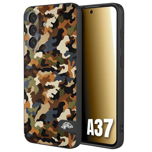 CUSTOMIZZA - Custodia cover nera morbida in tpu compatibile per Samsung A37 camouflage mimetico militare moderno blu marrone beige