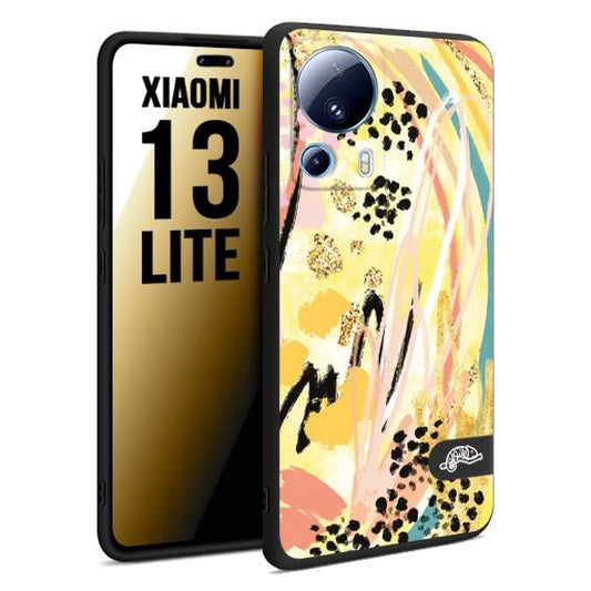 CUSTOMIZZA - Custodia cover nera morbida in tpu compatibile per Xiaomi 13 LITE astratti donna flower fantasia estate gialla rosa leopardata