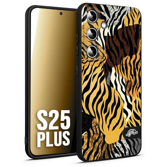 CUSTOMIZZA - Custodia cover nera morbida in tpu compatibile per Samsung S25 PLUS leopardato tigrato tiger colorata donna fashion estate