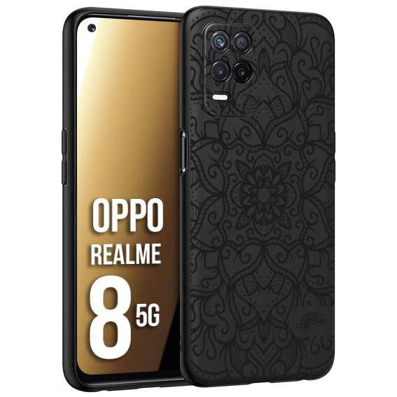 CUSTOMIZZA - Custodia cover nera morbida in tpu compatibile per Oppo Realme 8 5G mandala nero fiore vedo non vedo donna