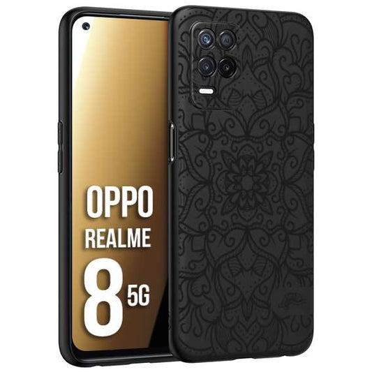 CUSTOMIZZA - Custodia cover nera morbida in tpu compatibile per Oppo Realme 8 5G mandala nero fiore vedo non vedo donna