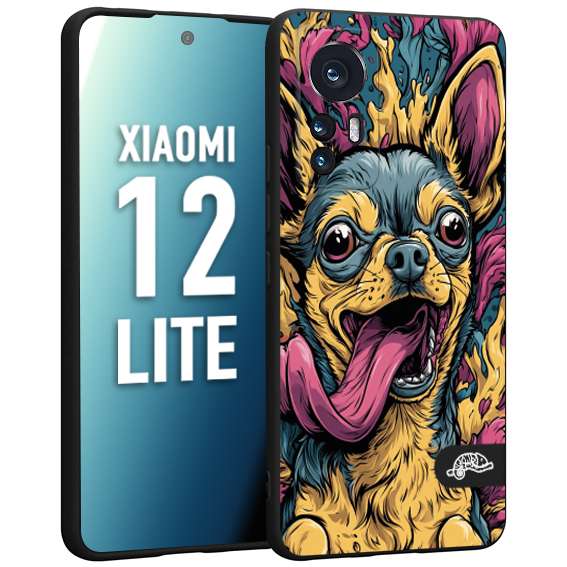 CUSTOMIZZA - Custodia cover nera morbida in tpu compatibile per Xiaomi 12 LITE Chihuahua illustrazione cane pop art cane street art cartone animato