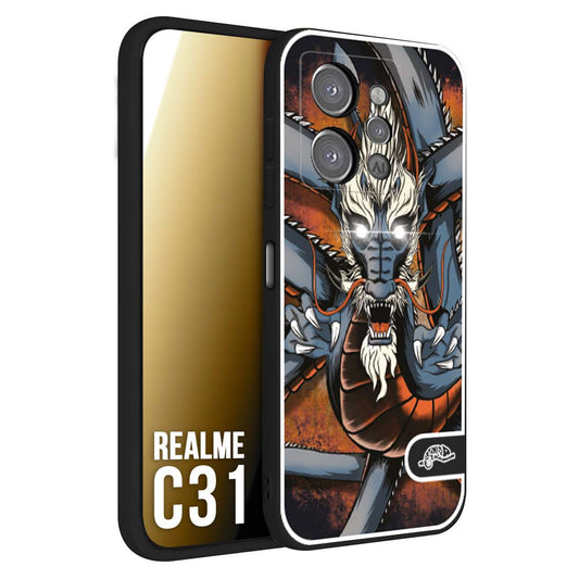 CUSTOMIZZA - Custodia cover nera morbida in tpu compatibile per Oppo Realme C31 drago giapponese tattoo japan dragon