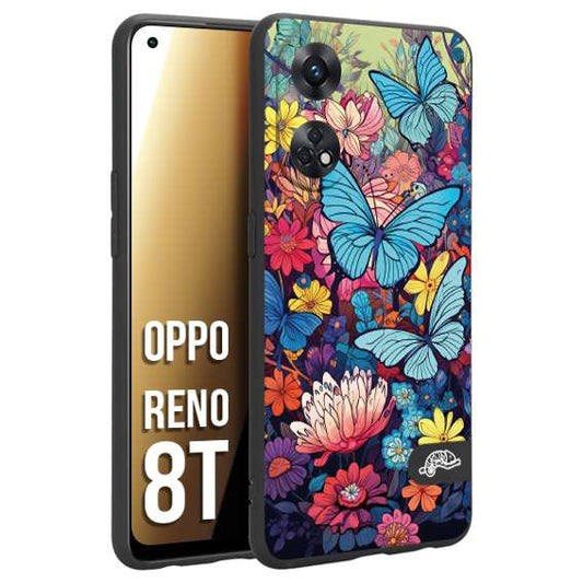 CUSTOMIZZA - Custodia cover nera morbida in tpu compatibile per Samsung A04 farfalle butterfly moderno donna disegnate gialla blu rosa