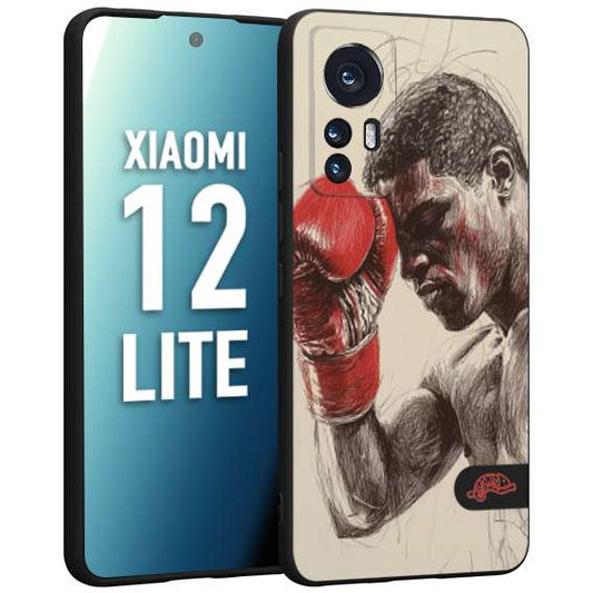 CUSTOMIZZA - Custodia cover nera morbida in tpu compatibile per Xiaomi 12 LITE pugilato pugili disegno tattoo guantoni boxer pesi massimi