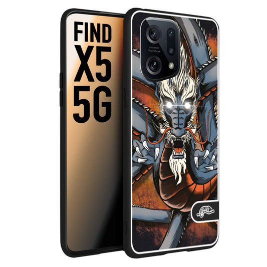 CUSTOMIZZA - Custodia cover nera morbida in tpu compatibile per Oppo Find X5 drago giapponese tattoo japan dragon