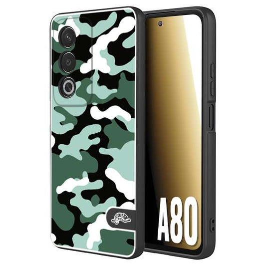 CUSTOMIZZA - Custodia cover nera morbida in tpu compatibile per Oppo A80 camouflage mimetico militare verde green