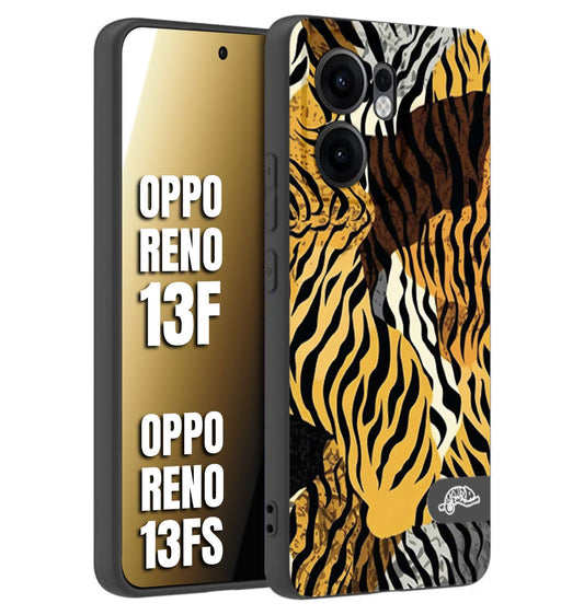 CUSTOMIZZA - Custodia cover nera morbida in tpu compatibile per Oppo Reno 13 F leopardato tigrato tiger colorata donna fashion estate
