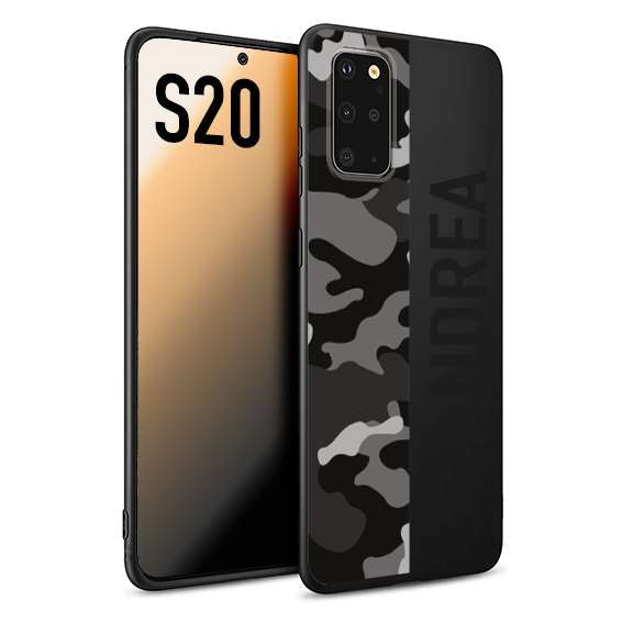 CUSTOMIZZA - Custodia cover nera morbida in tpu compatibile per Samsung S20 camouflage mimetico militare personalizzata nome