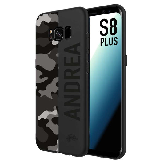 CUSTOMIZZA - Custodia cover nera morbida in tpu compatibile per Samsung S8 PLUS camouflage mimetico militare personalizzata nome