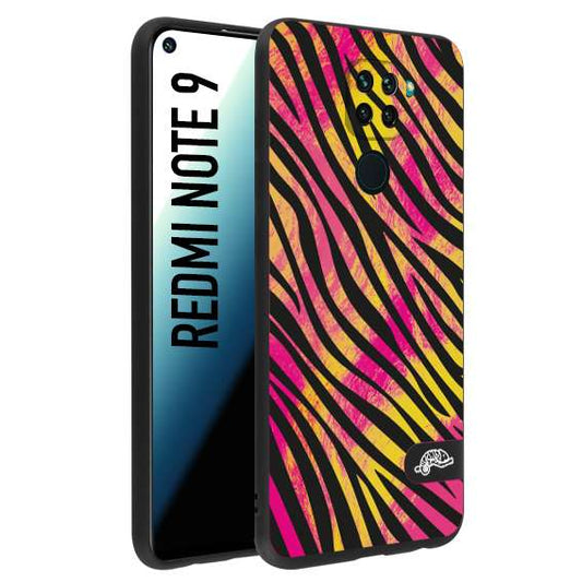 CUSTOMIZZA - Custodia cover nera morbida in tpu compatibile per Xiaomi Redmi Note 9 zebrata maculata a rilievo soft touch donna fucsia gialla