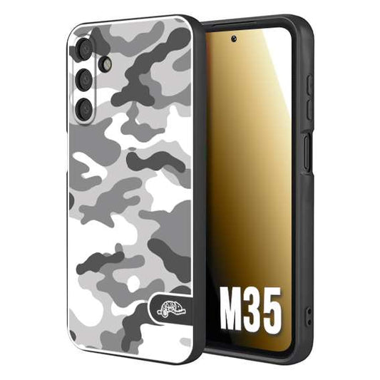 CUSTOMIZZA - Custodia cover nera morbida in tpu compatibile per Samsung M35 camouflage mimetico militare bianco white