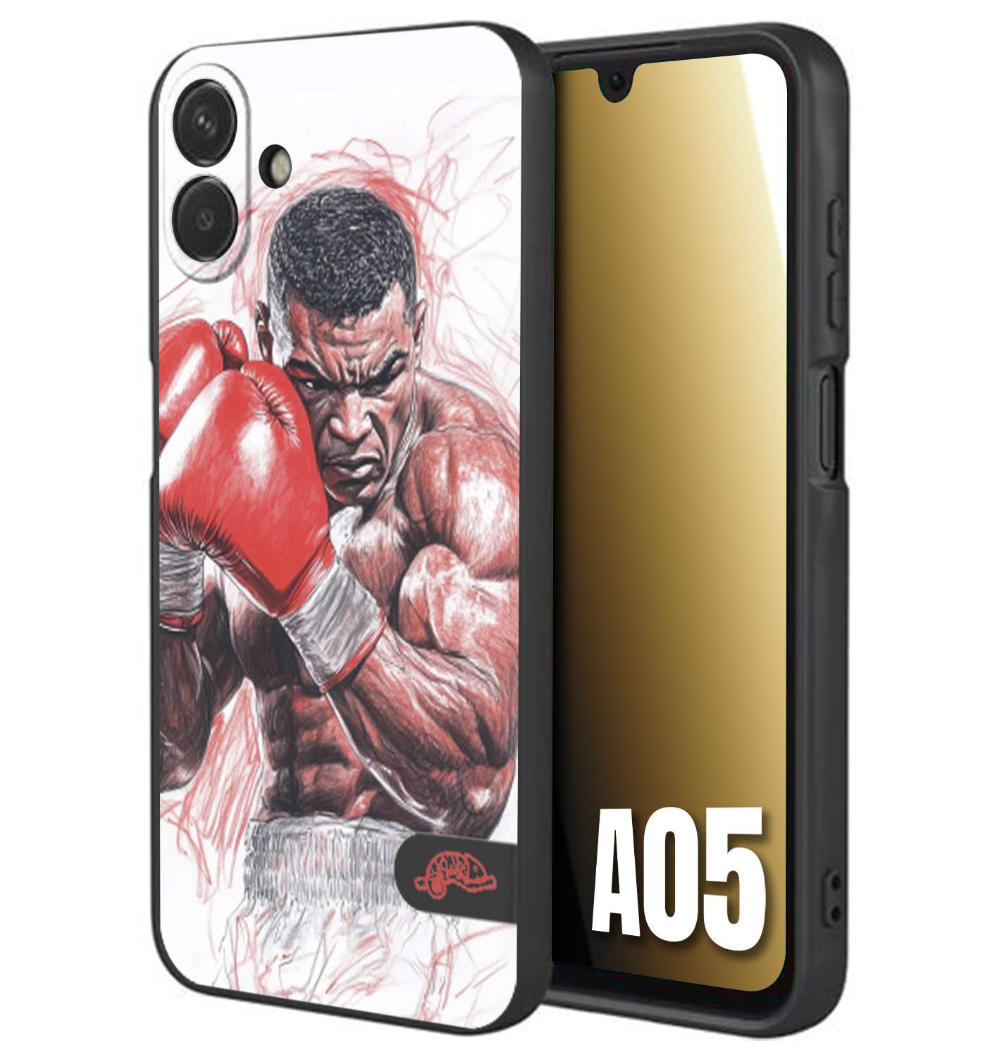 CUSTOMIZZA - Custodia cover nera morbida in tpu compatibile per Samsung A05 pugilato pugili disegno tattoo guantoni boxer pesi massimi iron mike