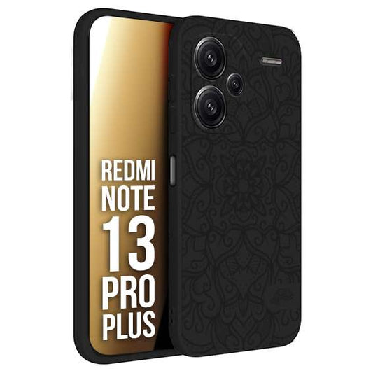 CUSTOMIZZA - Custodia cover nera morbida in tpu compatibile per Xiaomi Redmi Note 13 PRO PLUS mandala nero fiore vedo non vedo donna