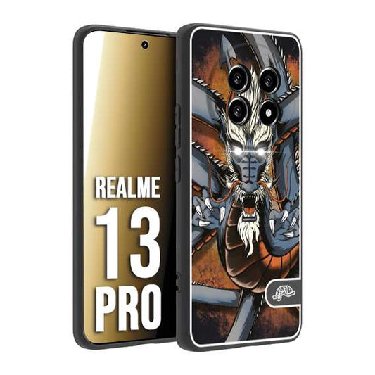 CUSTOMIZZA - Custodia cover nera morbida in tpu compatibile per Realme 13 PRO drago giapponese tattoo japan dragon