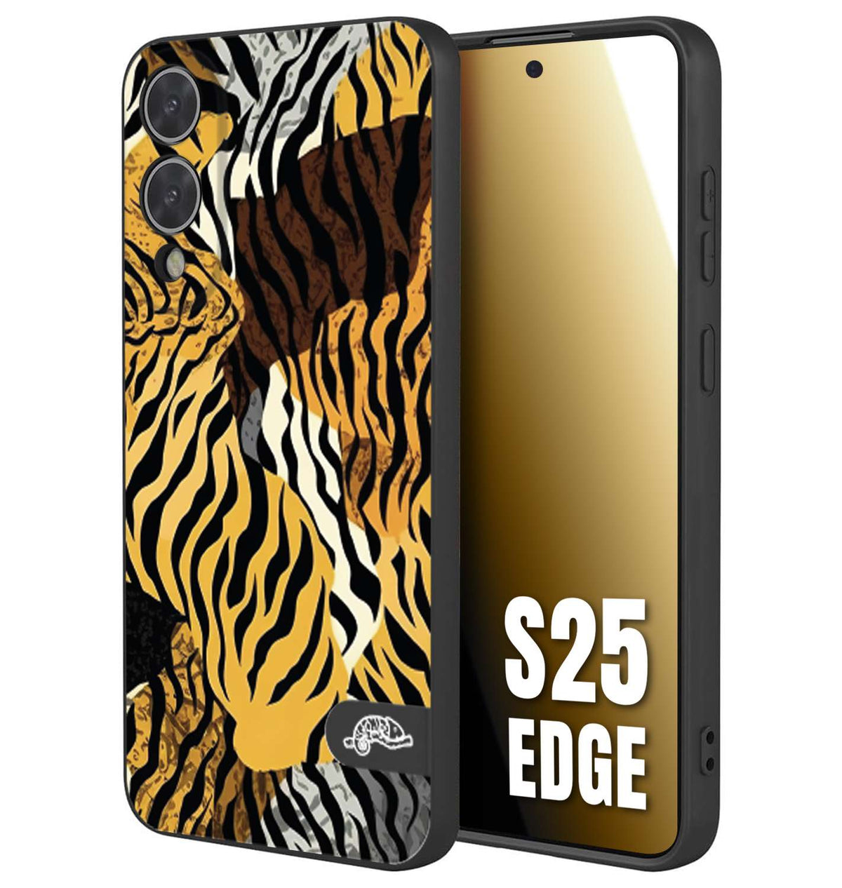 CUSTOMIZZA - Custodia cover nera morbida in tpu compatibile per Samsung S25 EDGE leopardato tigrato tiger colorata donna fashion estate