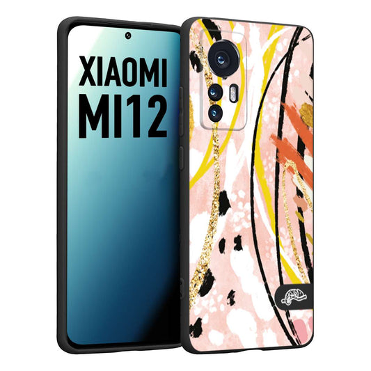 CUSTOMIZZA - Custodia cover nera morbida in tpu compatibile per Xiaomi 12 5G fiori astratti donna zebrato leopardato fantasia dorata gialla rosa colorata