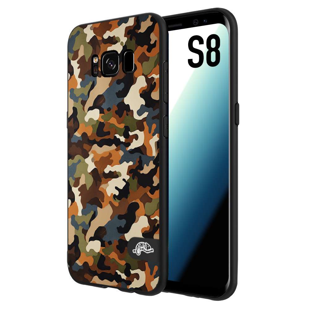 CUSTOMIZZA - Custodia cover nera morbida in tpu compatibile per Samsung S8 camouflage mimetico militare moderno blu marrone beige