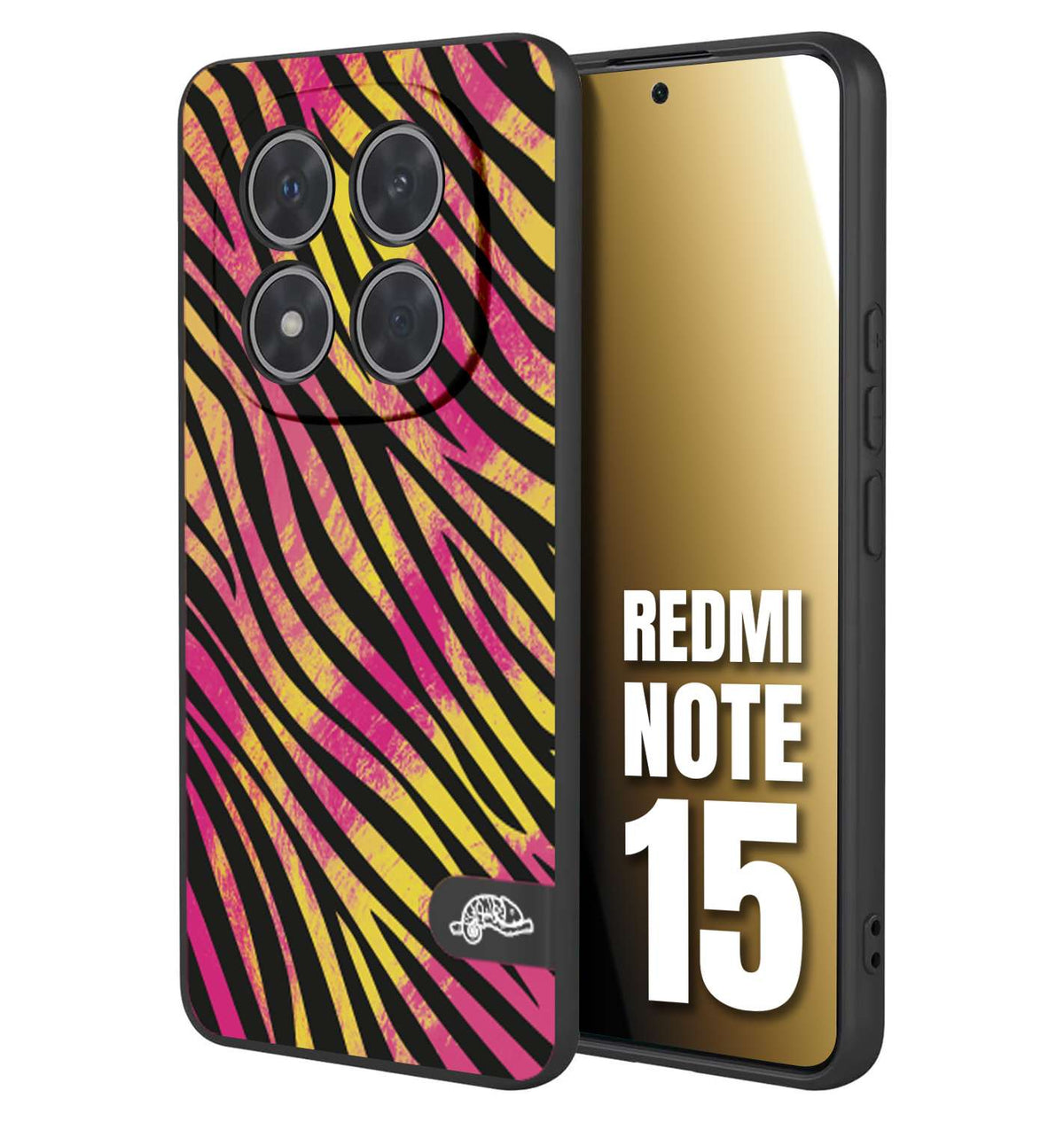 CUSTOMIZZA - Custodia cover nera morbida in tpu compatibile per Xiaomi Redmi Note 15 zebrata maculata a rilievo soft touch donna fucsia gialla