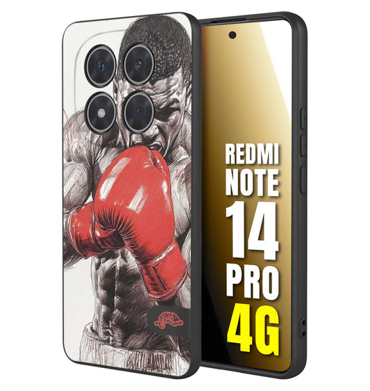 CUSTOMIZZA - Custodia cover nera morbida in tpu compatibile per Xiaomi Redmi Note 14 PRO 4G pugilato pugili disegno tattoo guantoni box pesi massimi gancio
