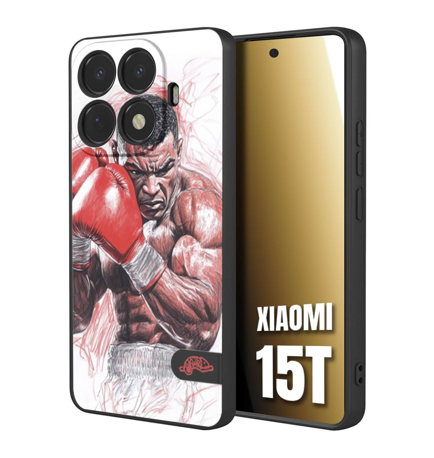 CUSTOMIZZA - Custodia cover nera morbida in tpu compatibile per Xiaomi 15T pugilato pugili disegno tattoo guantoni boxer pesi massimi iron mike
