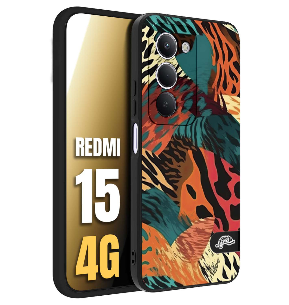 CUSTOMIZZA - Custodia cover nera morbida in tpu compatibile per Xiaomi Redmi 15 4G leopardato tigrato tiger colorata summer arancio verde fucsia