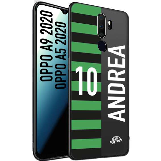 CUSTOMIZZA - Custodia cover nera morbida in tpu compatibile per Oppo A9 2020 - A5 2020 personalizzata calcio football nome e numero calciatori neroverde