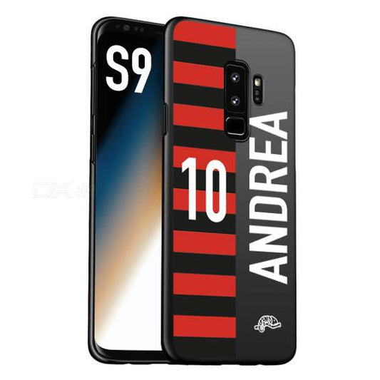CUSTOMIZZA - Custodia cover nera morbida in tpu compatibile per Samsung S9 personalizzata calcio football nome e numero calciatori rossonera