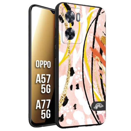 CUSTOMIZZA - Custodia cover nera morbida in tpu compatibile per Oppo A57 5G - A77 5G fiori astratti donna zebrato leopardato fantasia dorata gialla rosa colorata