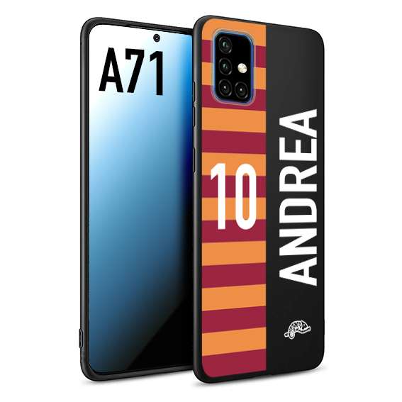 CUSTOMIZZA - Custodia cover nera morbida in tpu compatibile per Samsung A71 personalizzata calcio football nome e numero calciatori giallo rossi