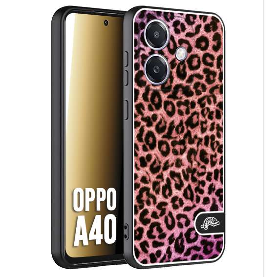 CUSTOMIZZA - Custodia cover nera morbida in tpu compatibile per Oppo A40 leopardato maculato donna rosa leopard