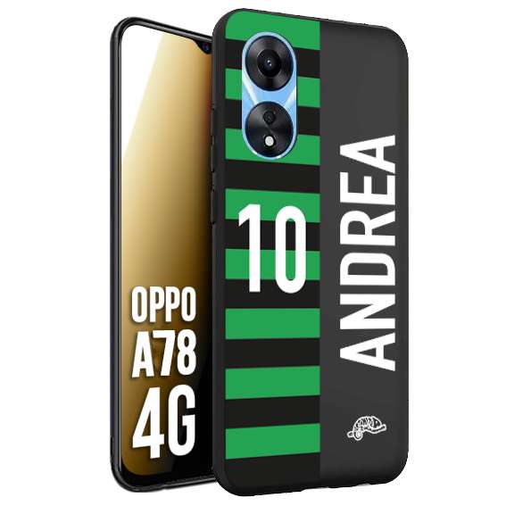 CUSTOMIZZA - Custodia cover nera morbida in tpu compatibile per Oppo A78 4G personalizzata calcio football nome e numero calciatori neroverde