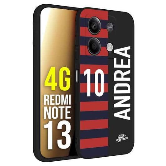 CUSTOMIZZA - Custodia cover nera morbida in tpu compatibile per Xiaomi Redmi Note 13 4G personalizzata calcio football nome e numero calciatori rossoblu
