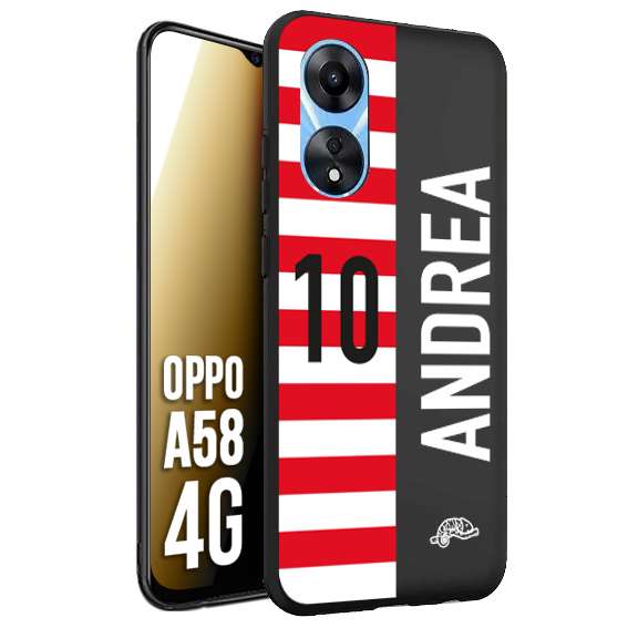 CUSTOMIZZA - Custodia cover nera morbida in tpu compatibile per Oppo A58 4G personalizzata calcio football nome e numero calciatori bianco rossa