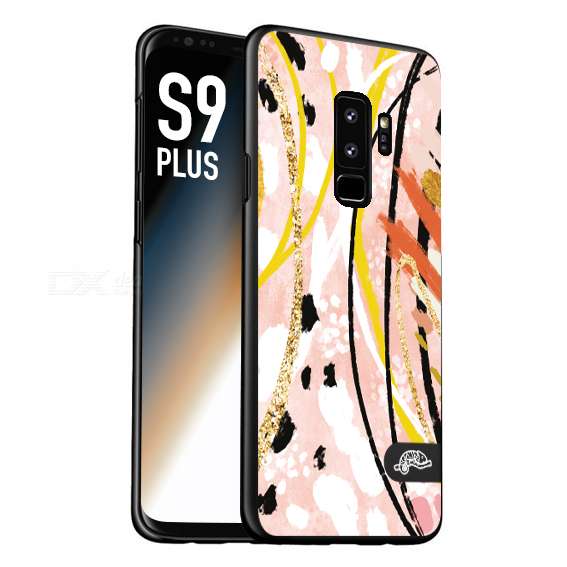 CUSTOMIZZA - Custodia cover nera morbida in tpu compatibile per Samsung S9 PLUS fiori astratti donna zebrato leopardato fantasia dorata gialla rosa colorata