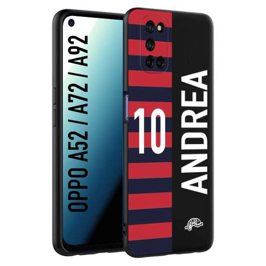 CUSTOMIZZA - Custodia cover nera morbida in tpu compatibile per Oppo A52 - A72 - A92 personalizzata calcio football nome e numero calciatori rossoblu