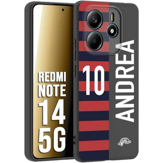 CUSTOMIZZA - Custodia cover nera morbida in tpu compatibile per Xiaomi Redmi Note 14 5G personalizzata calcio football nome e numero calciatori rossoblu